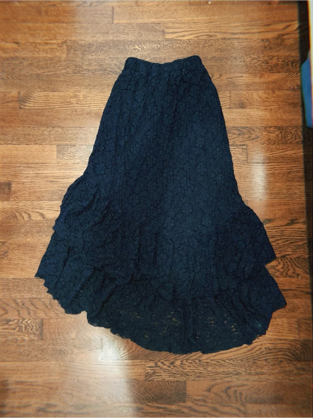Francesca's Collections Black Lace High-Low Skirt